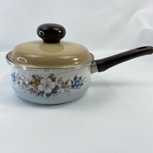 Saucepan 1.5 Quart With Lid Crowning Fashion Spring Bouquet Pattern Vintage Flaw